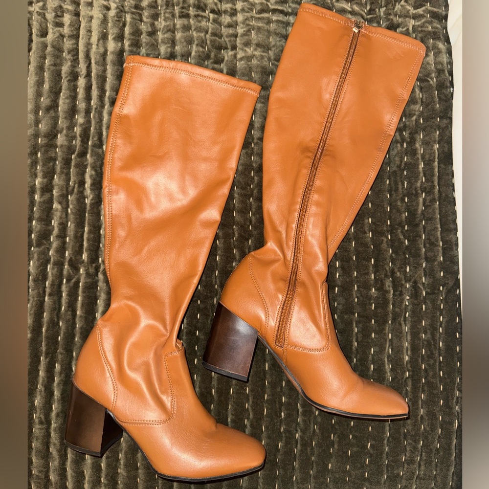 Franco Sarto Women's Tan Knee-High Boots Stretch
